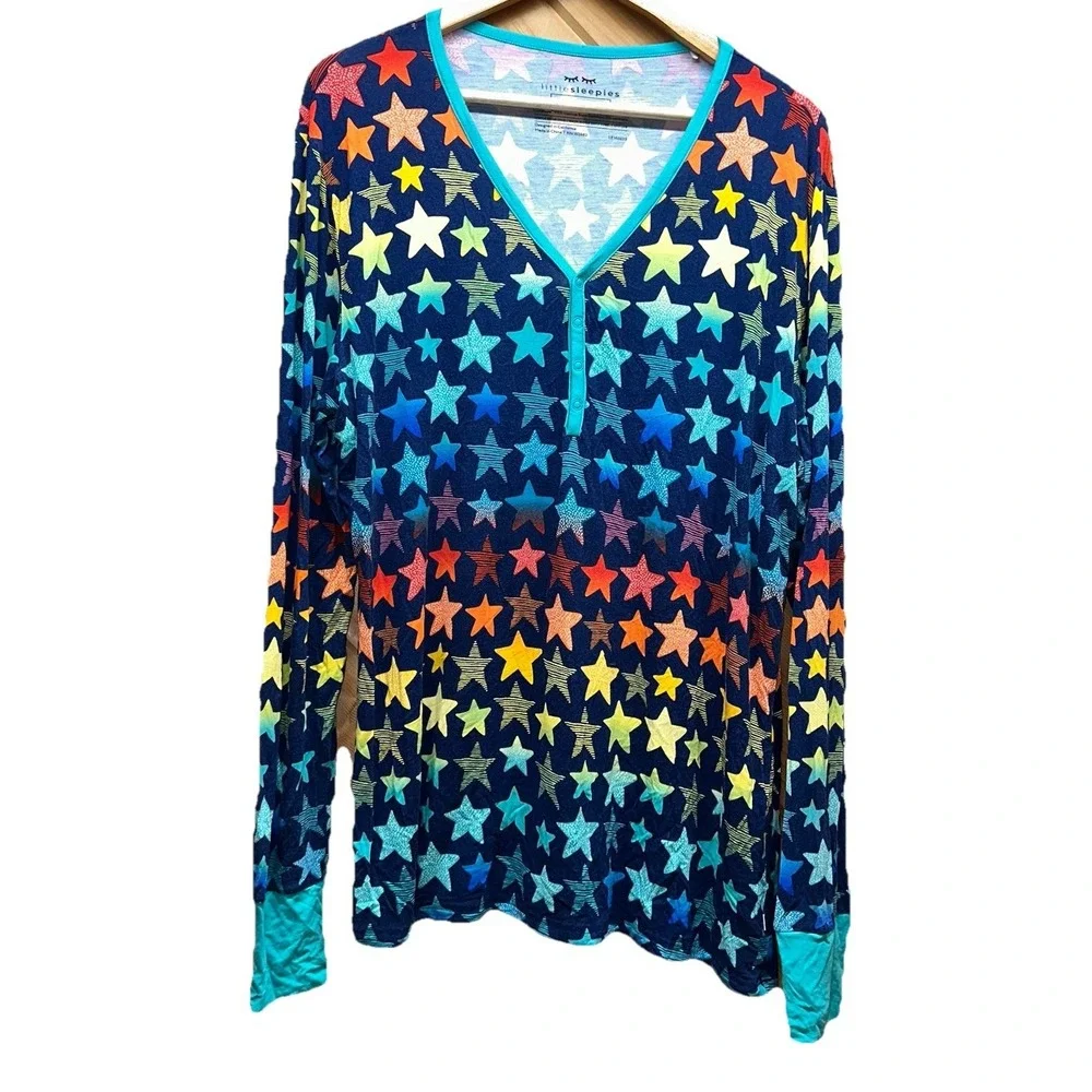 Little Sleepies Colorful Shades Of Stars Bamboo 2-Piece Pajama Set Women's XL